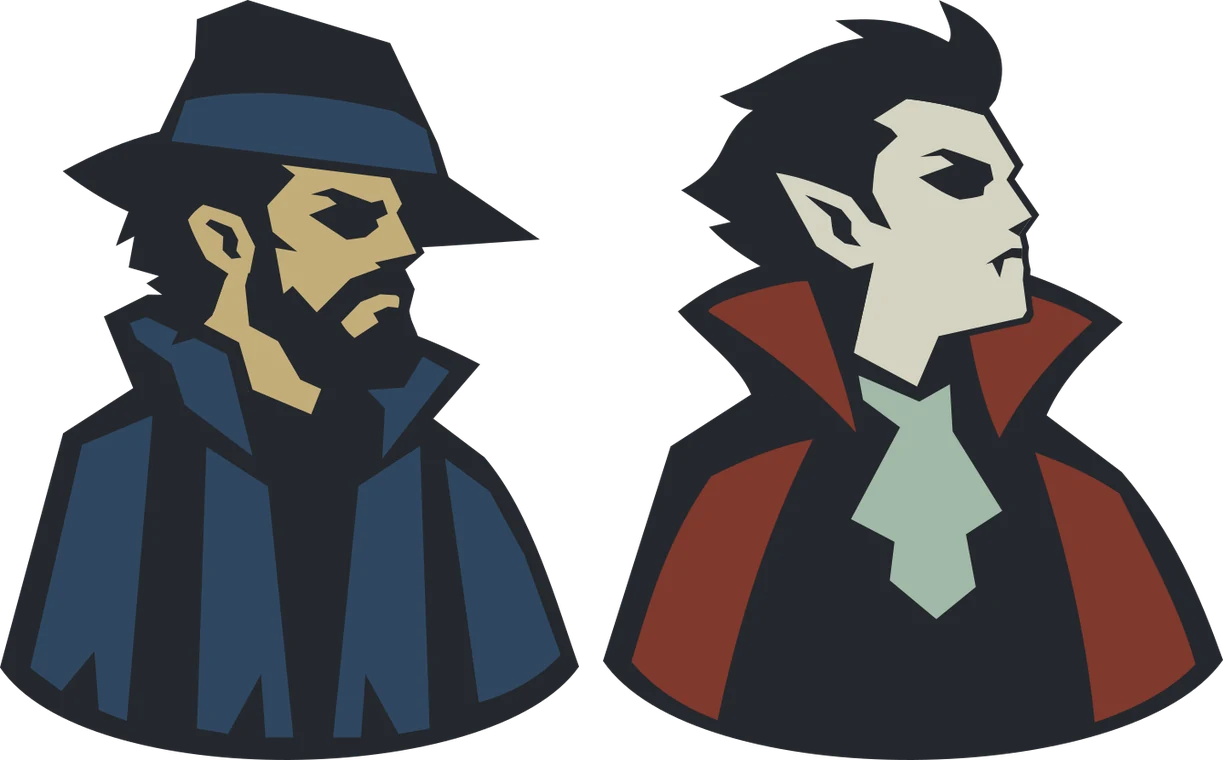 Van Helsing, the hunter hero, beside Dracula, the vampire hero.